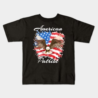 American Patriot Swooping Eagle W Text Kids T-Shirt